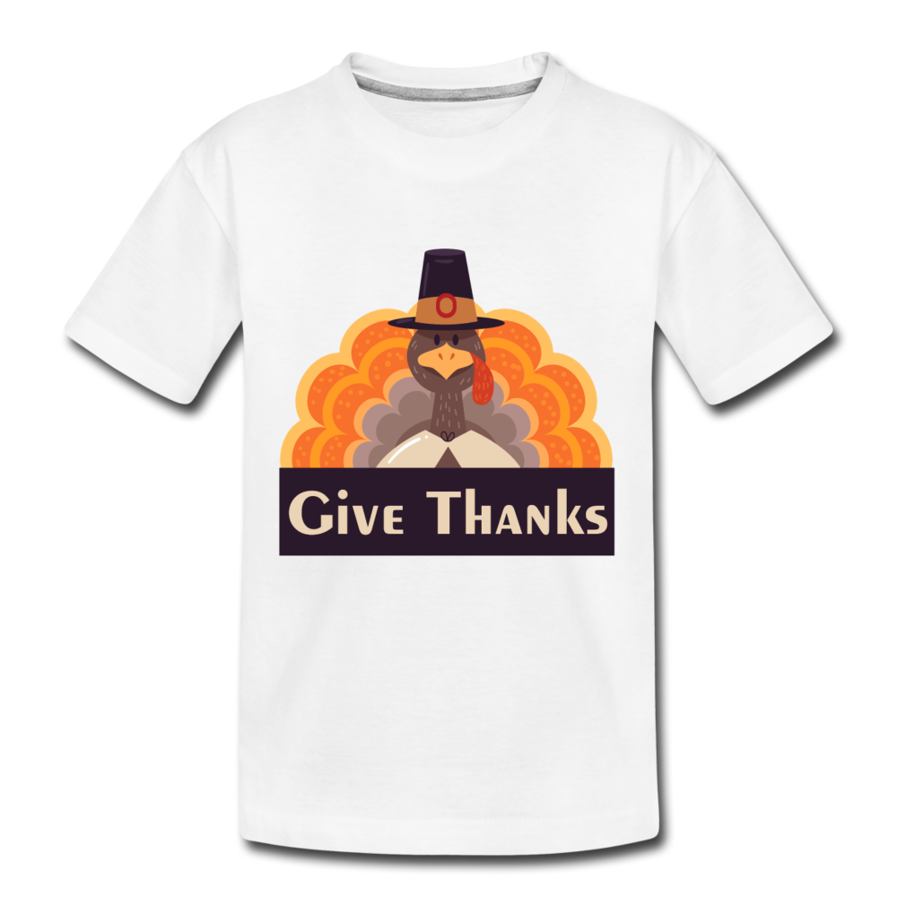 Give Thanks (ThanksGiving Turkey) - Kids' Premium T-Shirt - white