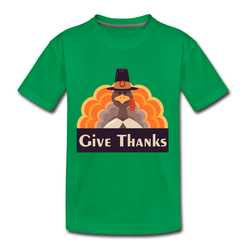 Give Thanks (ThanksGiving Turkey) - Kids' Premium T-Shirt - kelly green