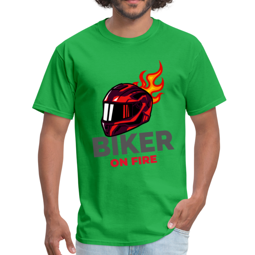 Biker On Fire - Unisex Classic T-Shirt - bright green