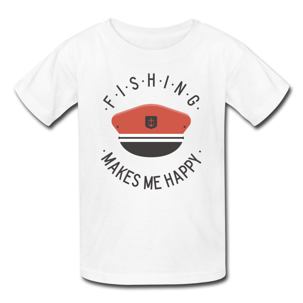 Fishing Makes Me Happy - Kids' T-Shirt - white