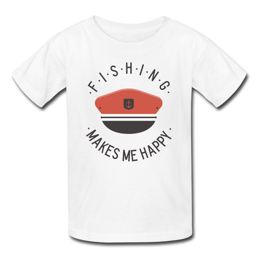 Fishing Makes Me Happy - Kids' T-Shirt - white