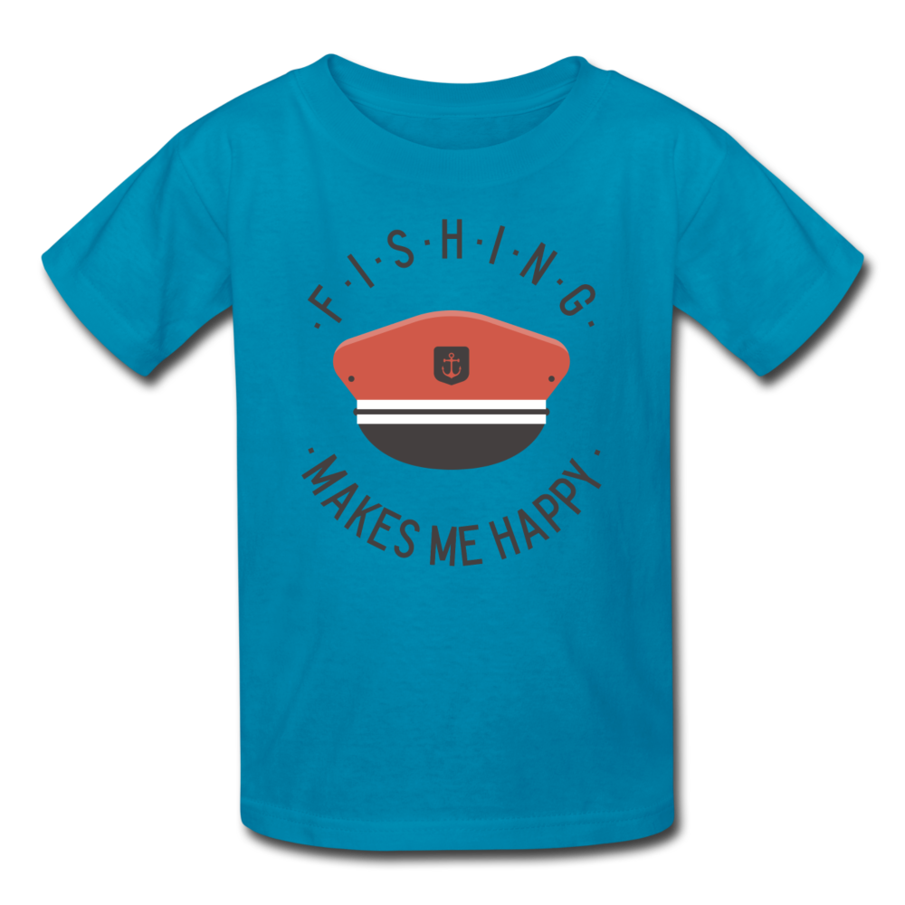 Fishing Makes Me Happy - Kids' T-Shirt - turquoise