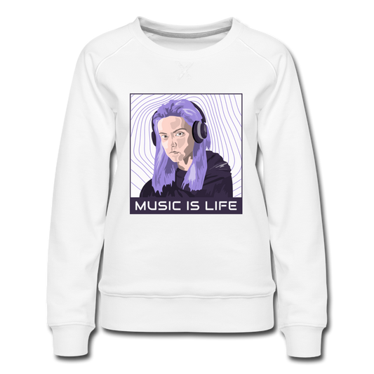 Music Is Life - Women’s Premium Sweatshirt - white