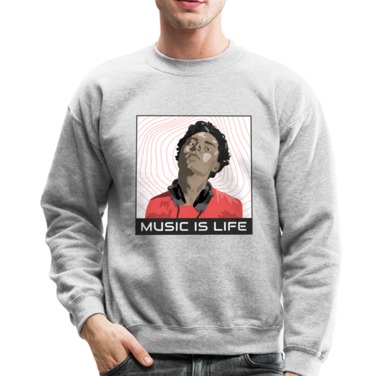 Music Is Life - Crewneck Sweatshirt - heather gray