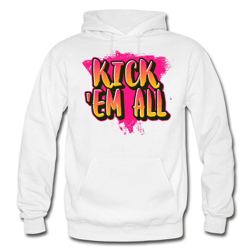 KICK 'EM ALL -  Heavy Blend Adult Hoodie - white
