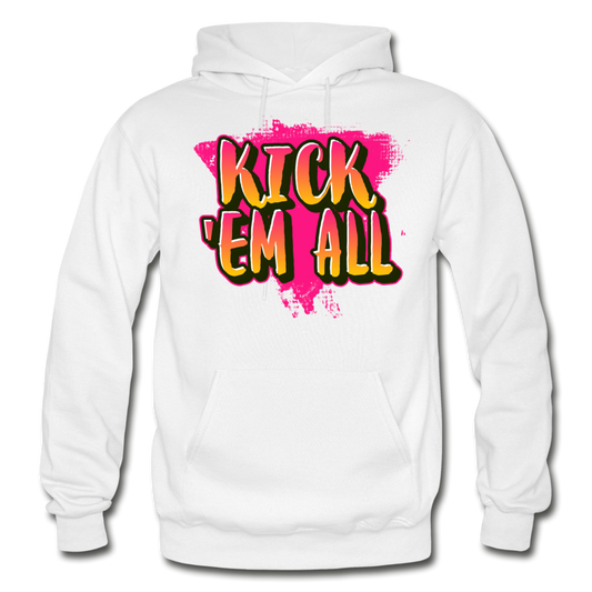 KICK 'EM ALL -  Heavy Blend Adult Hoodie - white