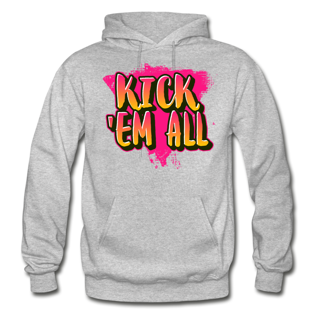 KICK 'EM ALL -  Heavy Blend Adult Hoodie - heather gray