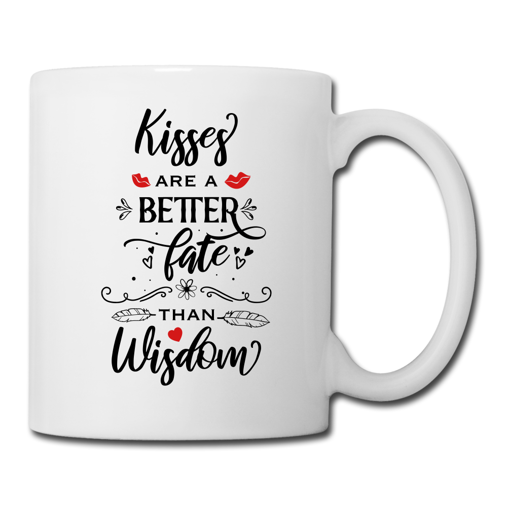 Kisses are a better Fate than Wisdom - Coffee/Tea Mug - Valentine, Lover Gifts - white
