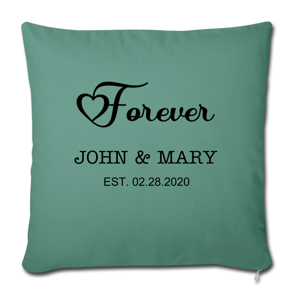 Personalized Wedding Gift, Couples Gift, Engagement Gift, Custom Pillow, Personalized Husband and Wife Gift - Pillow Case - cypress green