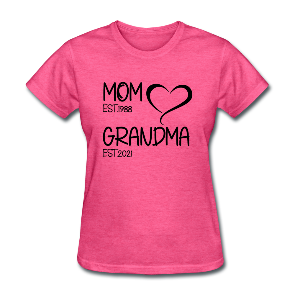 MOM GRANDMA Women's T-Shirt BLACK TEXT - heather pink