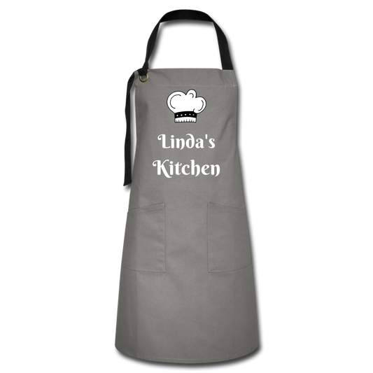Personalized Apron With Name, Custom Kitchen Apron, Gift for Mom, Husband Gift, Dad Birthday Gift, Her kitchen Baking Gift, Grill Apron - gray/black