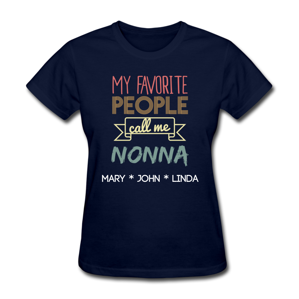 My Favorite People Call Me Nonna, Personalized Italian Grandma Shirt With Grandkids Names, Custom Grandma Shirt, Mother Day Gift for Nana - navy