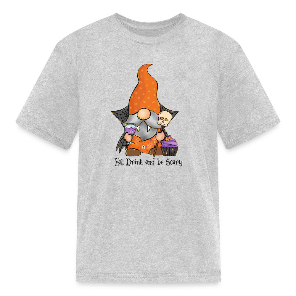 Eat, Drink and be Scary, Halloween Kids Graphic Shirt, Funny Halloween Gift T-Shirt - heather gray