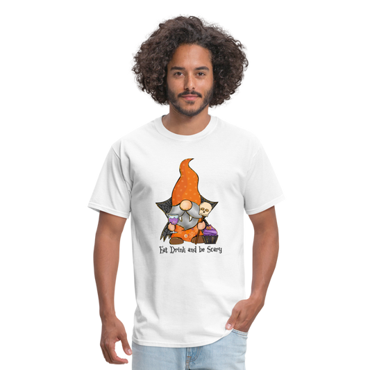 Eat, Drink and be Scary, Halloween Unisex Graphic Shirt, Funny Halloween Gift T-Shirt - white