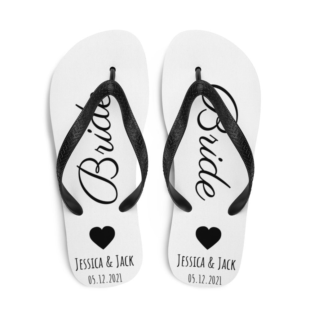 Personalized Beach Wedding Flip Flops, Custom Groom Bride Bridesmaid, Just Married, Bridal Party, Bachelorette Wedding, Honeymoon Flip Flops