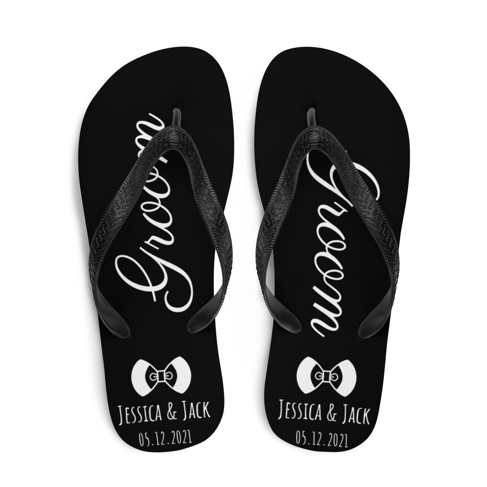Personalized Beach Wedding Flip Flops, Custom Groom Bride Bridesmaid, Just Married, Bridal Party, Bachelorette Wedding, Honeymoon Flip Flops