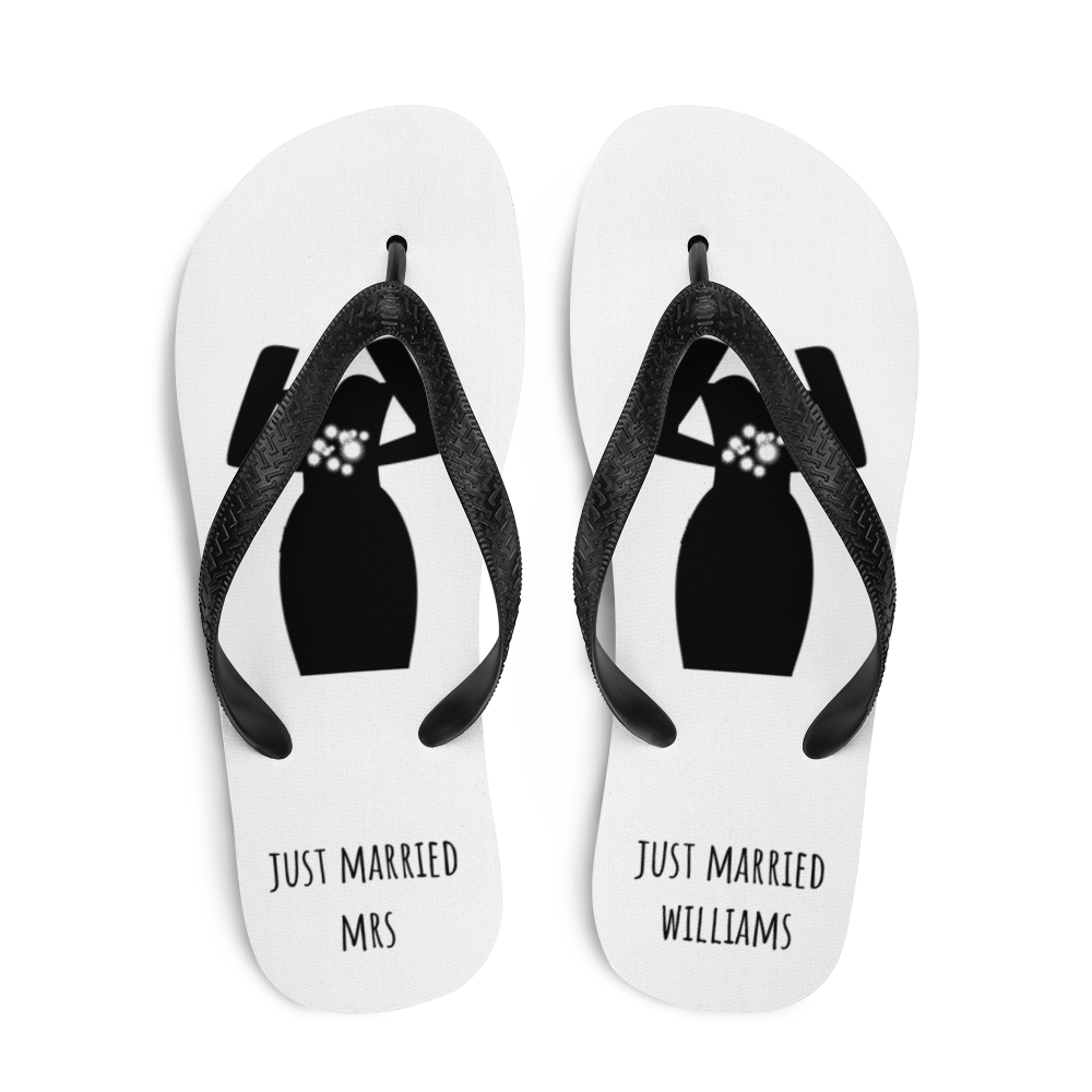 custom beach wedding flip flops, personalized groom bride bridesmaid flip flops, just married, bachelorette wedding, honeymoon flip flops