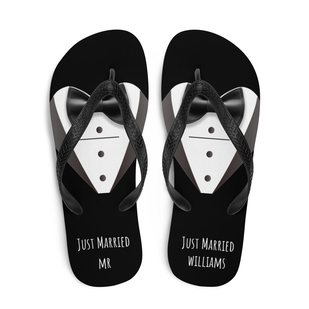 custom beach wedding flip flops, personalized groom bride bridesmaid flip flops, just married, bachelorette wedding, honeymoon flip flops