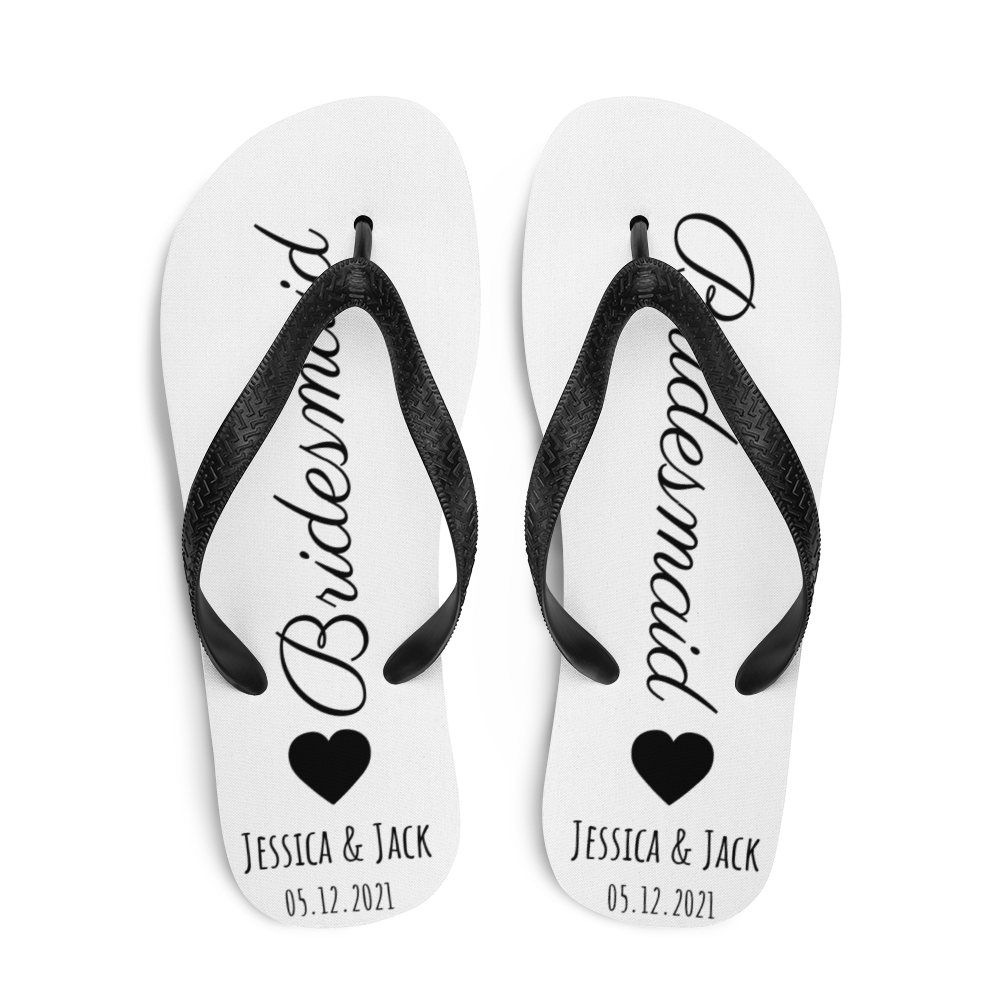Personalized Beach Wedding Flip Flops, Custom Groom Bride Bridesmaid, Just Married, Bridal Party, Bachelorette Wedding, Honeymoon Flip Flops