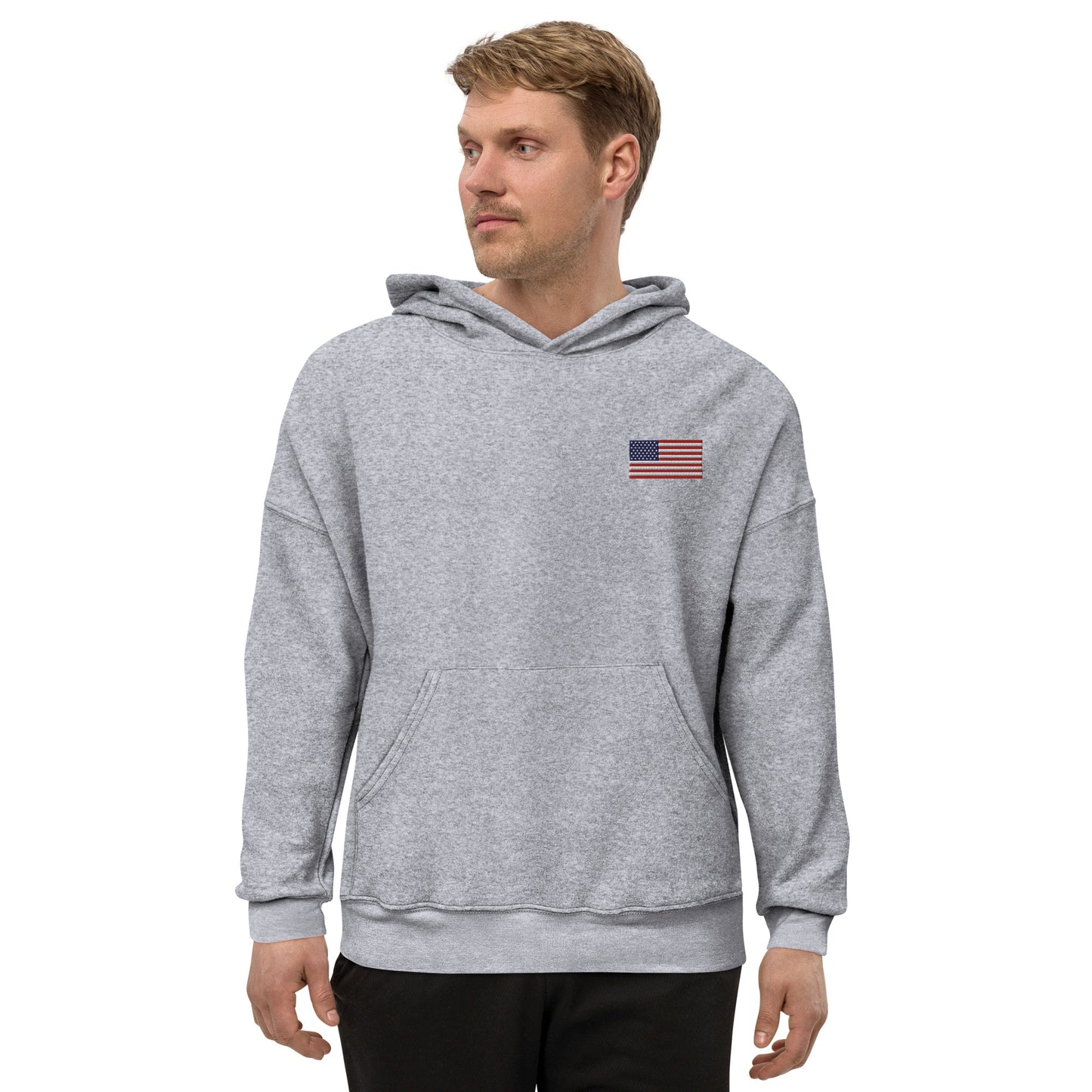 Embroidery USA Flag Unisex sueded fleece hoodie