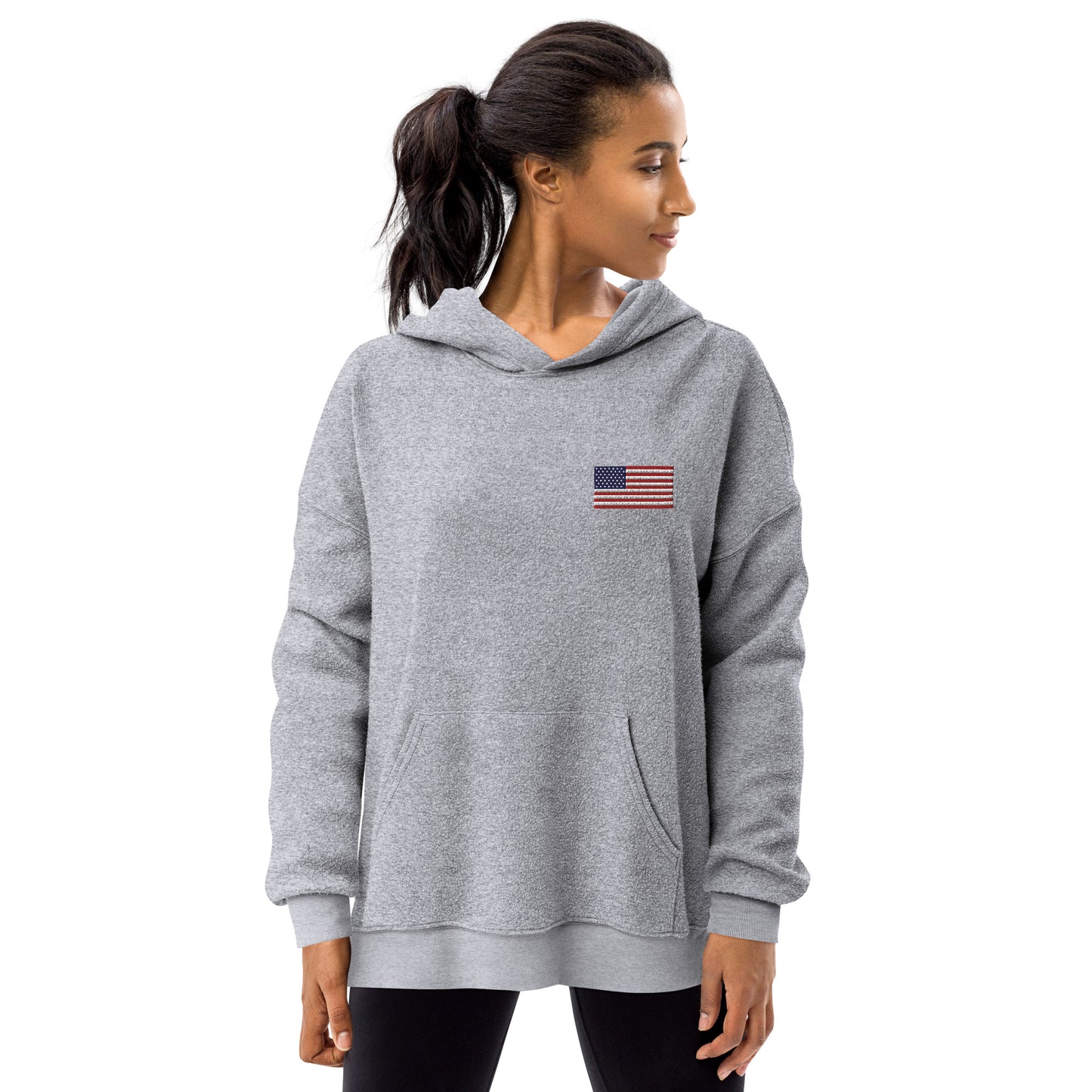 Embroidery USA Flag Unisex sueded fleece hoodie