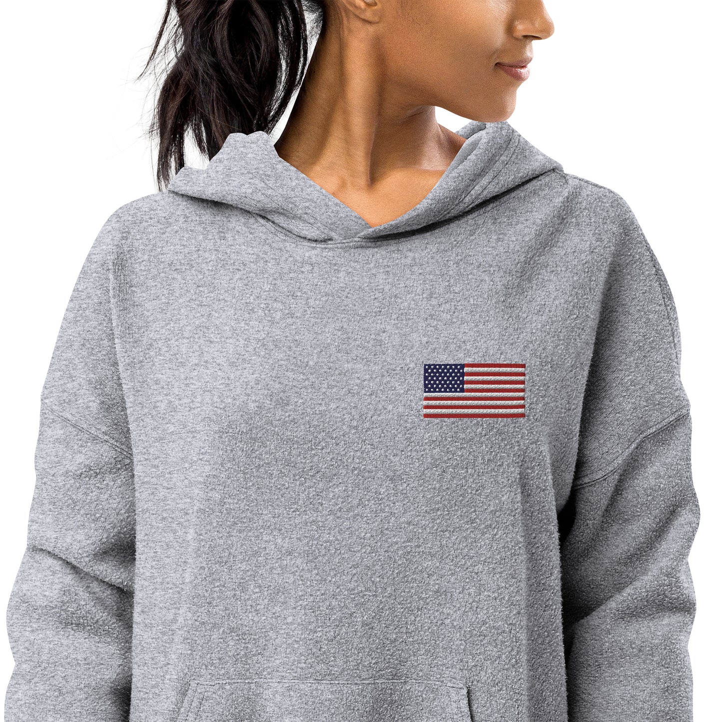 Embroidery USA Flag Unisex sueded fleece hoodie