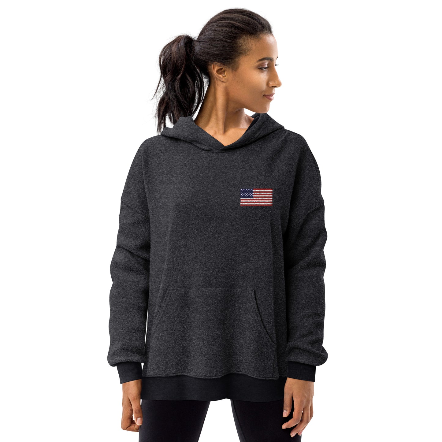 Embroidery USA Flag Unisex sueded fleece hoodie