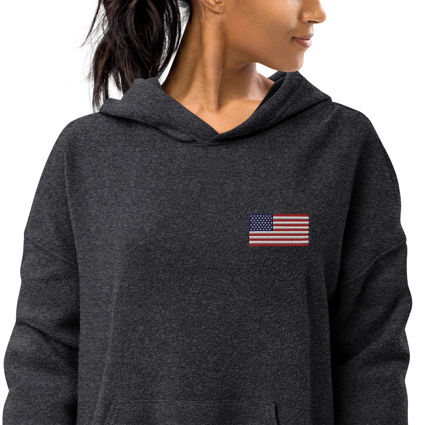Embroidery USA Flag Unisex sueded fleece hoodie