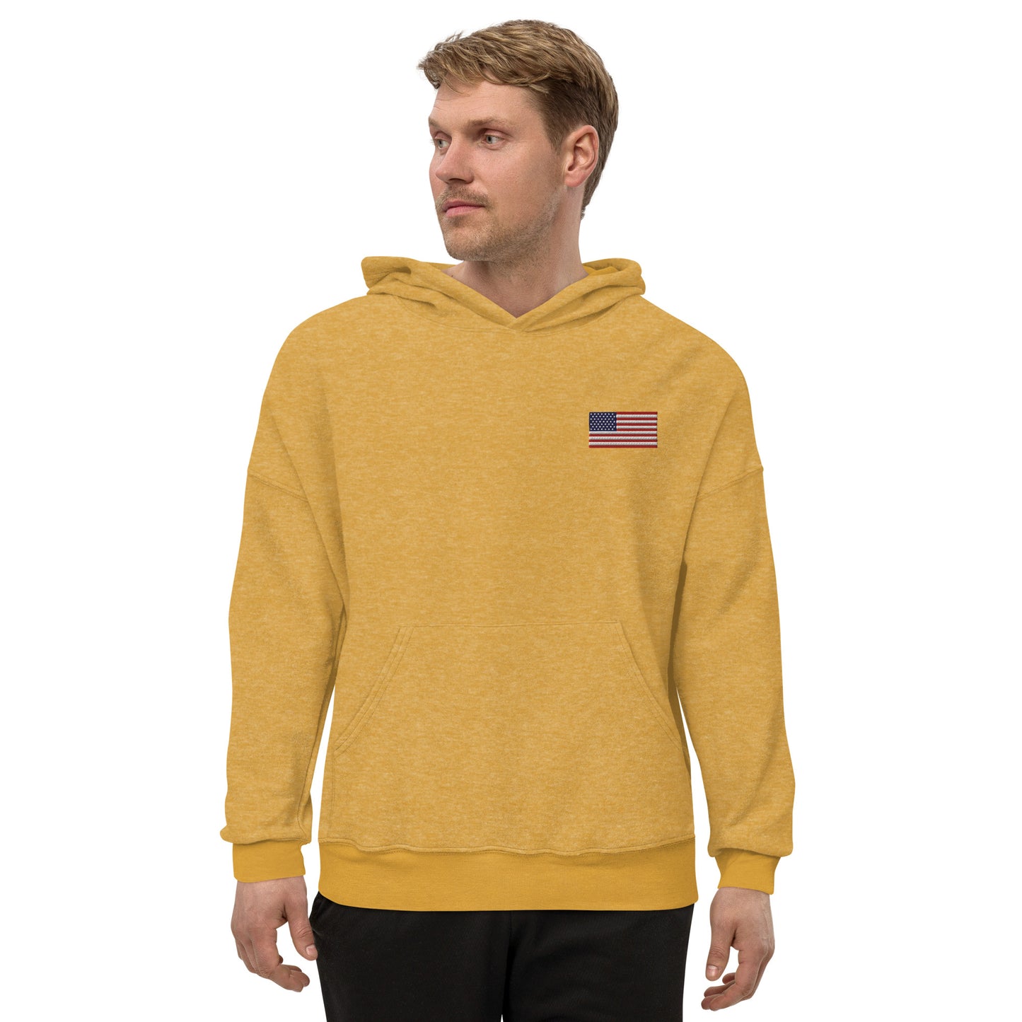 Embroidery USA Flag Unisex sueded fleece hoodie