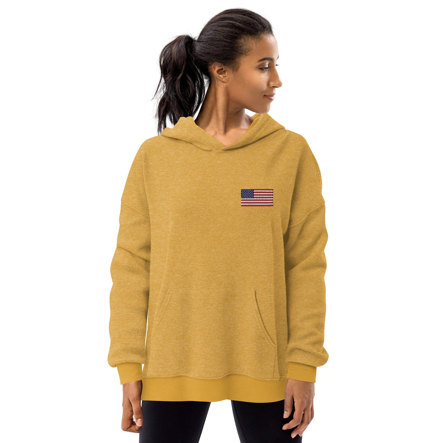 Embroidery USA Flag Unisex sueded fleece hoodie