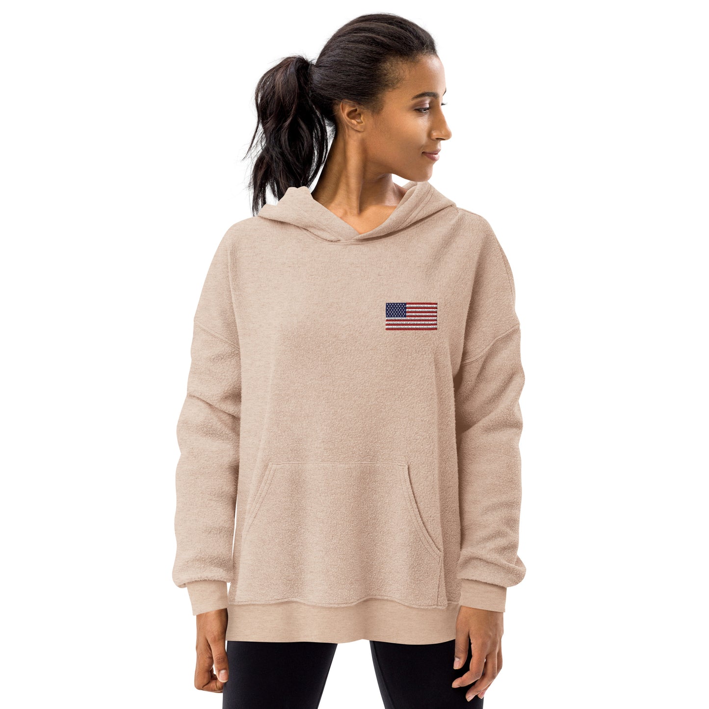 Embroidery USA Flag Unisex sueded fleece hoodie