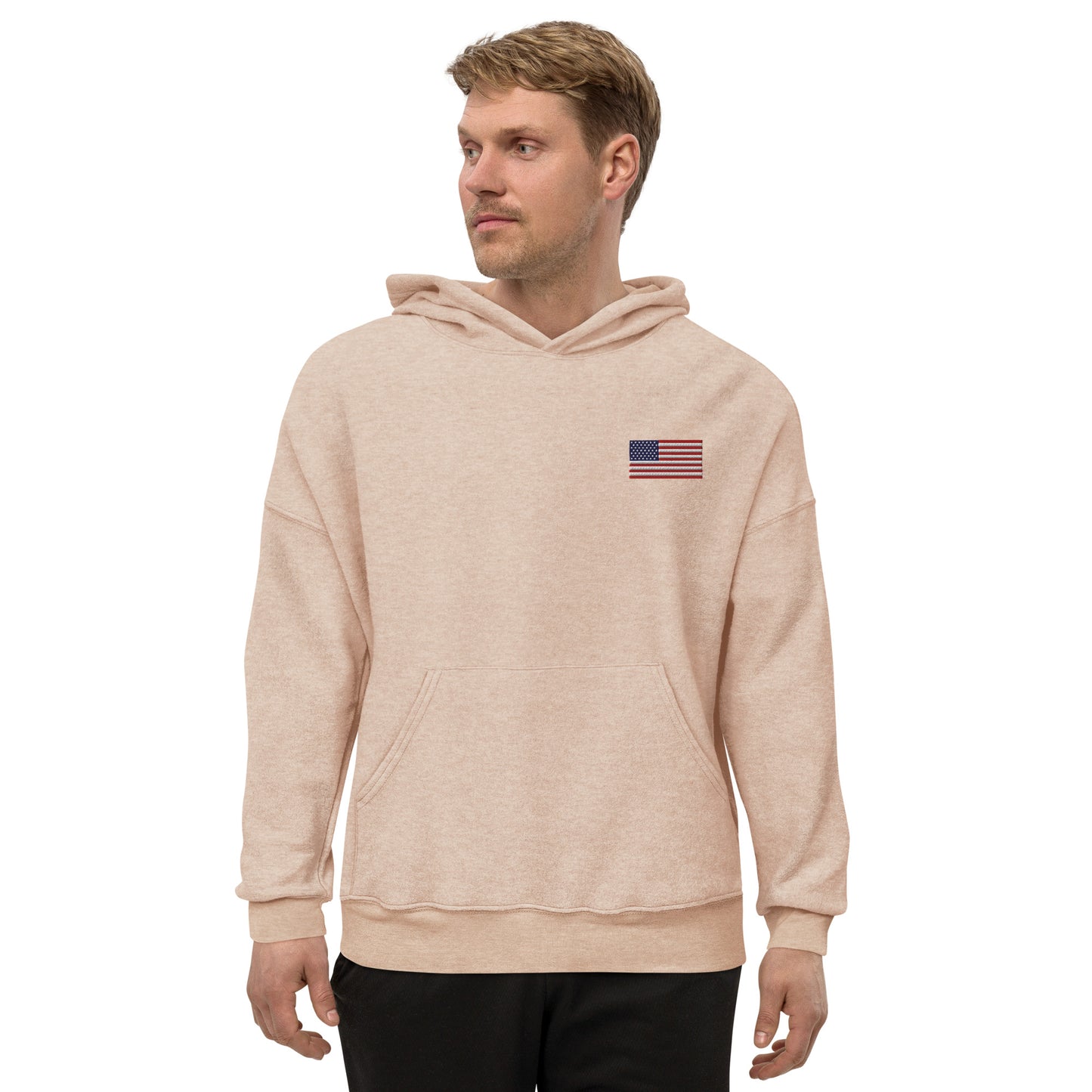 Embroidery USA Flag Unisex sueded fleece hoodie