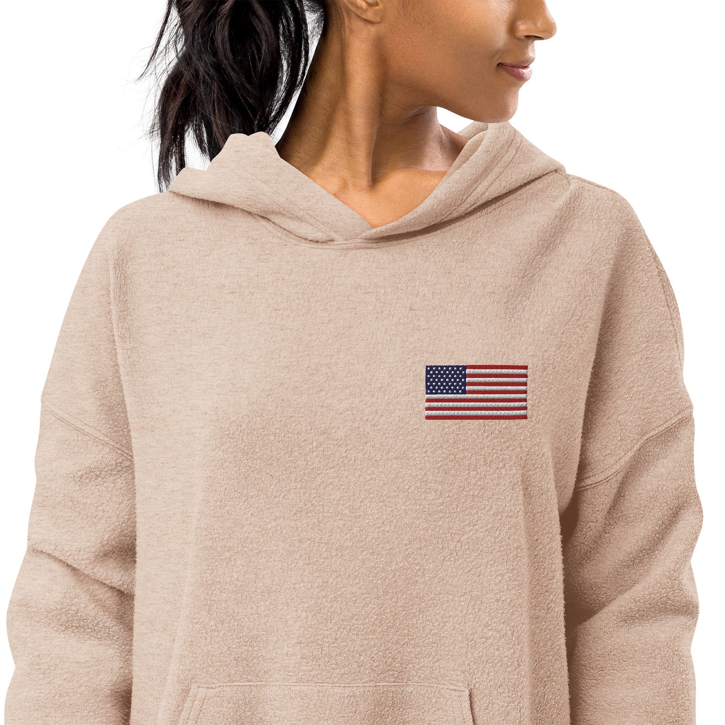 Embroidery USA Flag Unisex sueded fleece hoodie