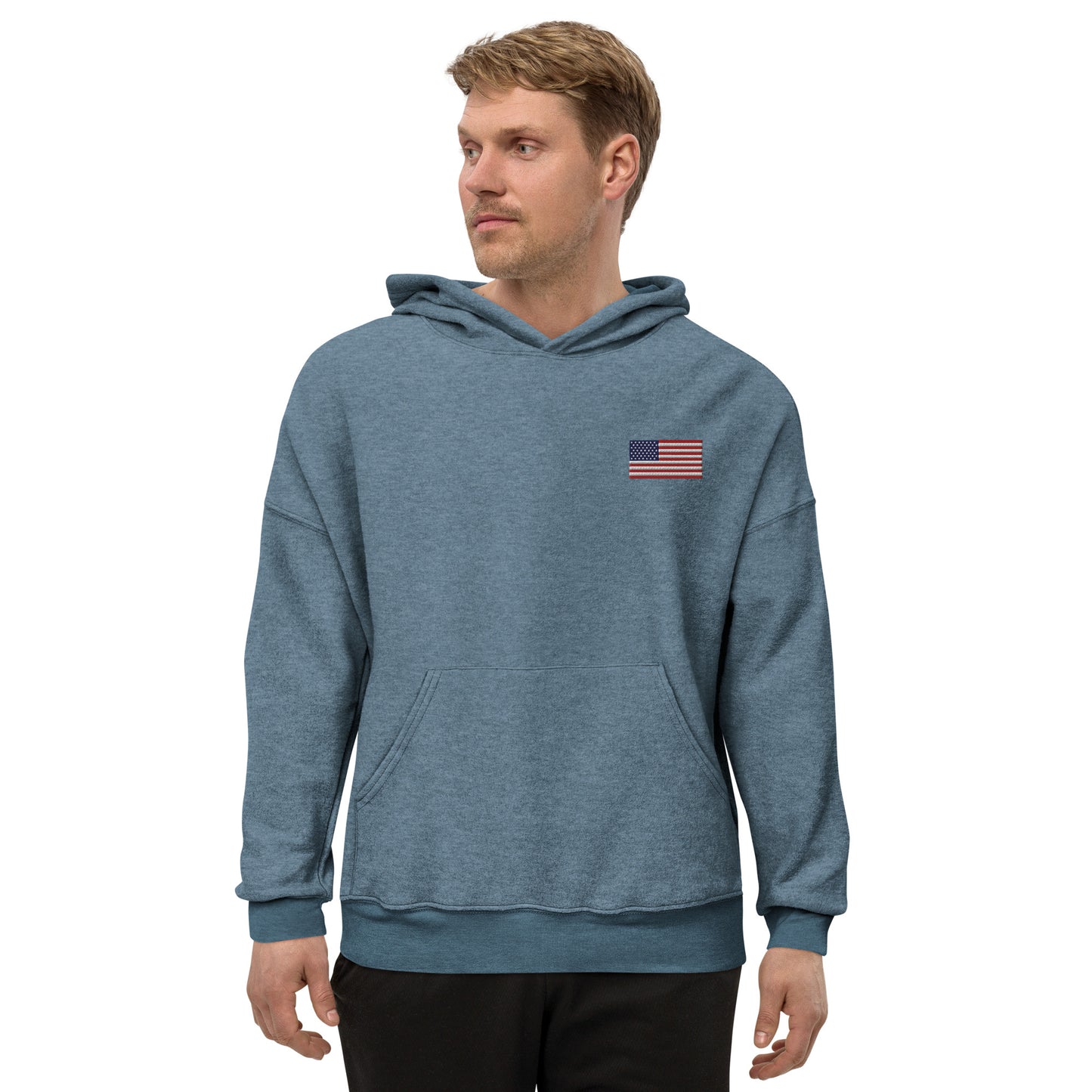 Embroidery USA Flag Unisex sueded fleece hoodie