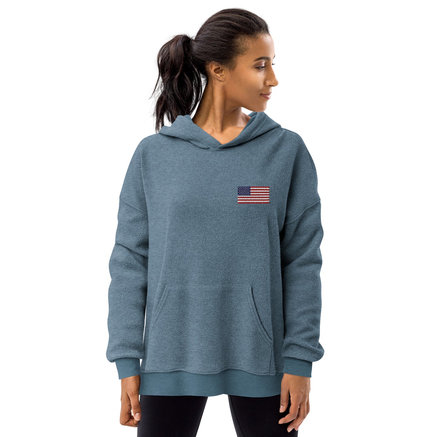 Embroidery USA Flag Unisex sueded fleece hoodie