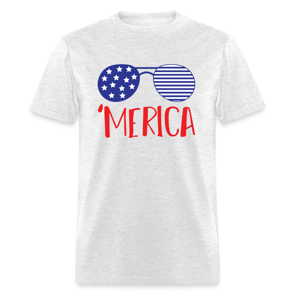 Merica Shirt Unisex Shirt, 4th Of July Shirt, Patriotic 4th of July Shirt, Merica Glasses Shirt, 4th of July Glasses Shirt - light heather gray