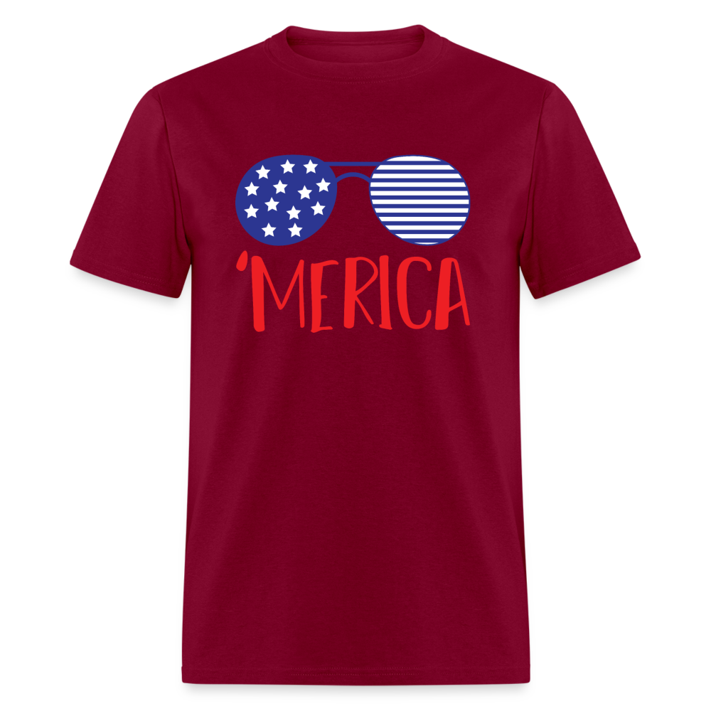 Merica Shirt Unisex Shirt, 4th Of July Shirt, Patriotic 4th of July Shirt, Merica Glasses Shirt, 4th of July Glasses Shirt - burgundy