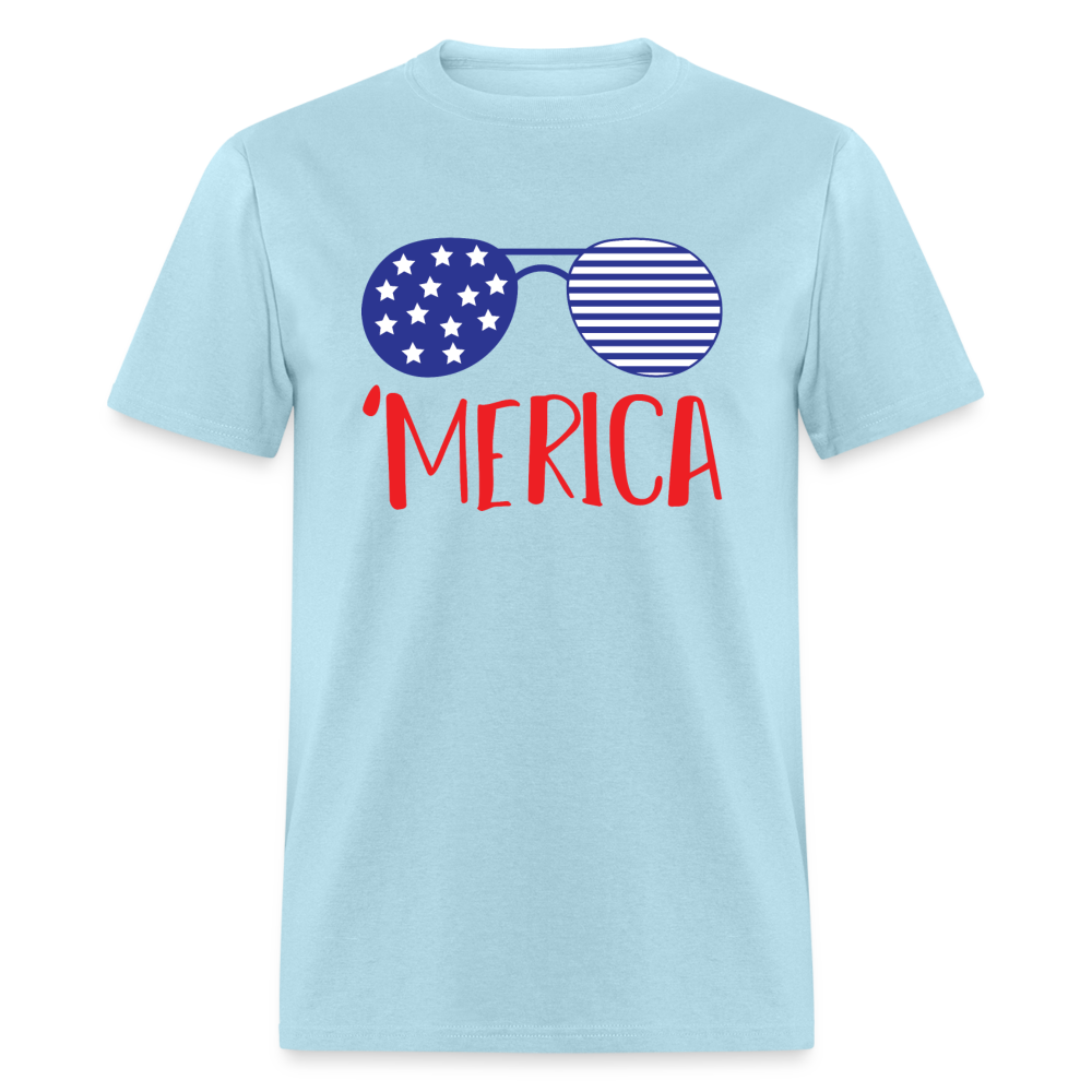 Merica Shirt Unisex Shirt, 4th Of July Shirt, Patriotic 4th of July Shirt, Merica Glasses Shirt, 4th of July Glasses Shirt - powder blue