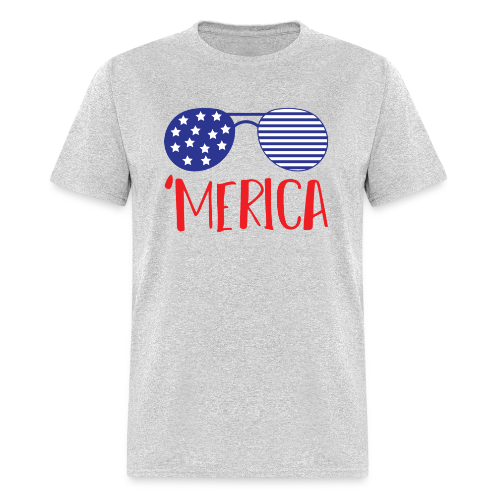 Merica Shirt Unisex Shirt, 4th Of July Shirt, Patriotic 4th of July Shirt, Merica Glasses Shirt, 4th of July Glasses Shirt - heather gray