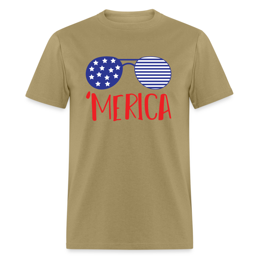 Merica Shirt Unisex Shirt, 4th Of July Shirt, Patriotic 4th of July Shirt, Merica Glasses Shirt, 4th of July Glasses Shirt - khaki