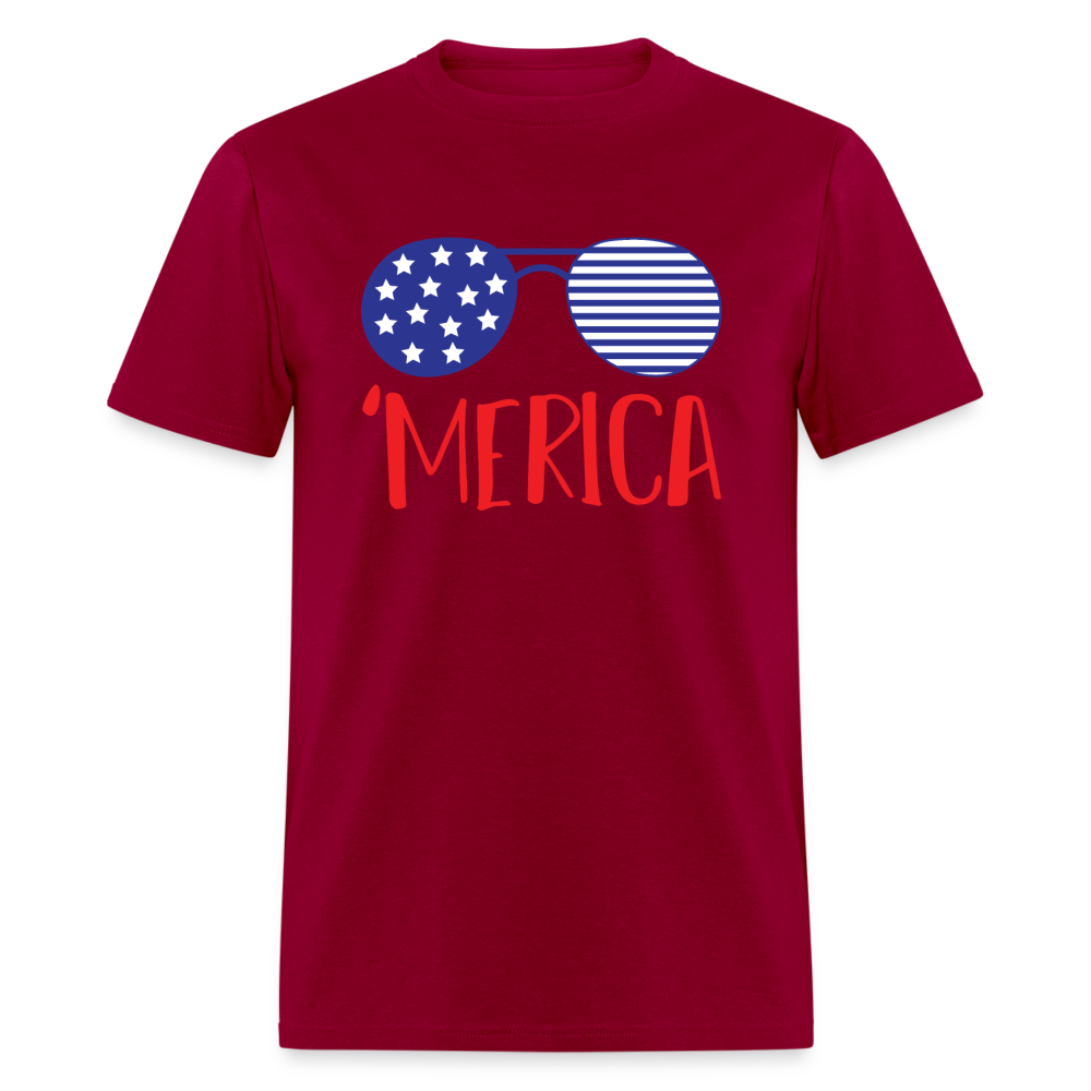 Merica Shirt Unisex Shirt, 4th Of July Shirt, Patriotic 4th of July Shirt, Merica Glasses Shirt, 4th of July Glasses Shirt - dark red