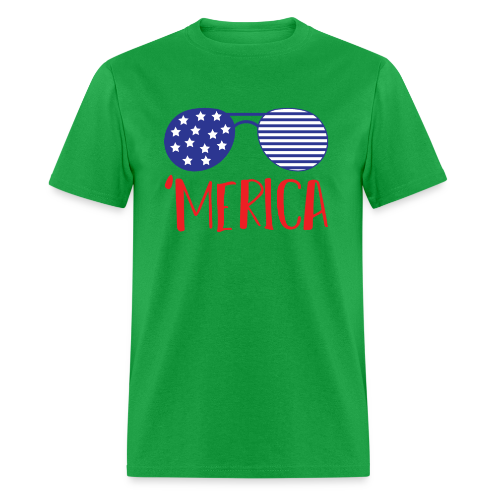 Merica Shirt Unisex Shirt, 4th Of July Shirt, Patriotic 4th of July Shirt, Merica Glasses Shirt, 4th of July Glasses Shirt - bright green