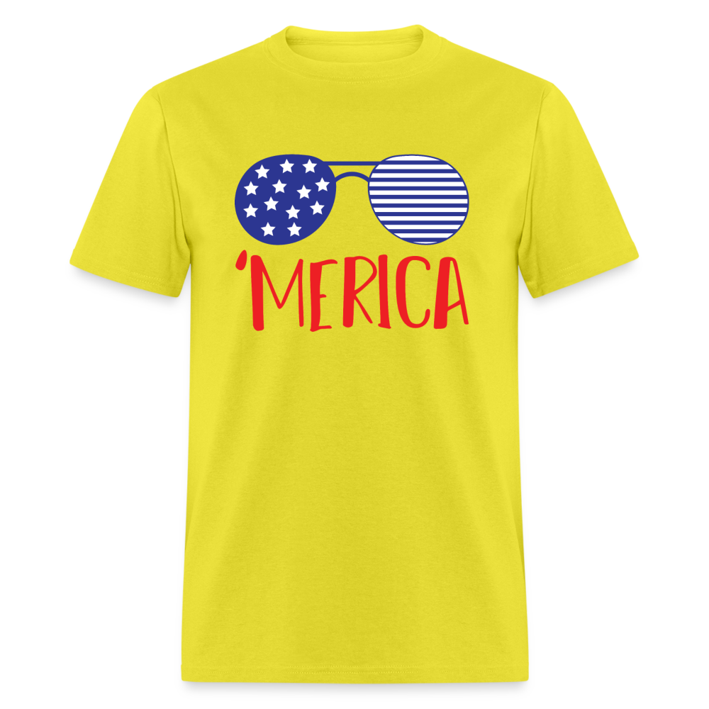 Merica Shirt Unisex Shirt, 4th Of July Shirt, Patriotic 4th of July Shirt, Merica Glasses Shirt, 4th of July Glasses Shirt - yellow