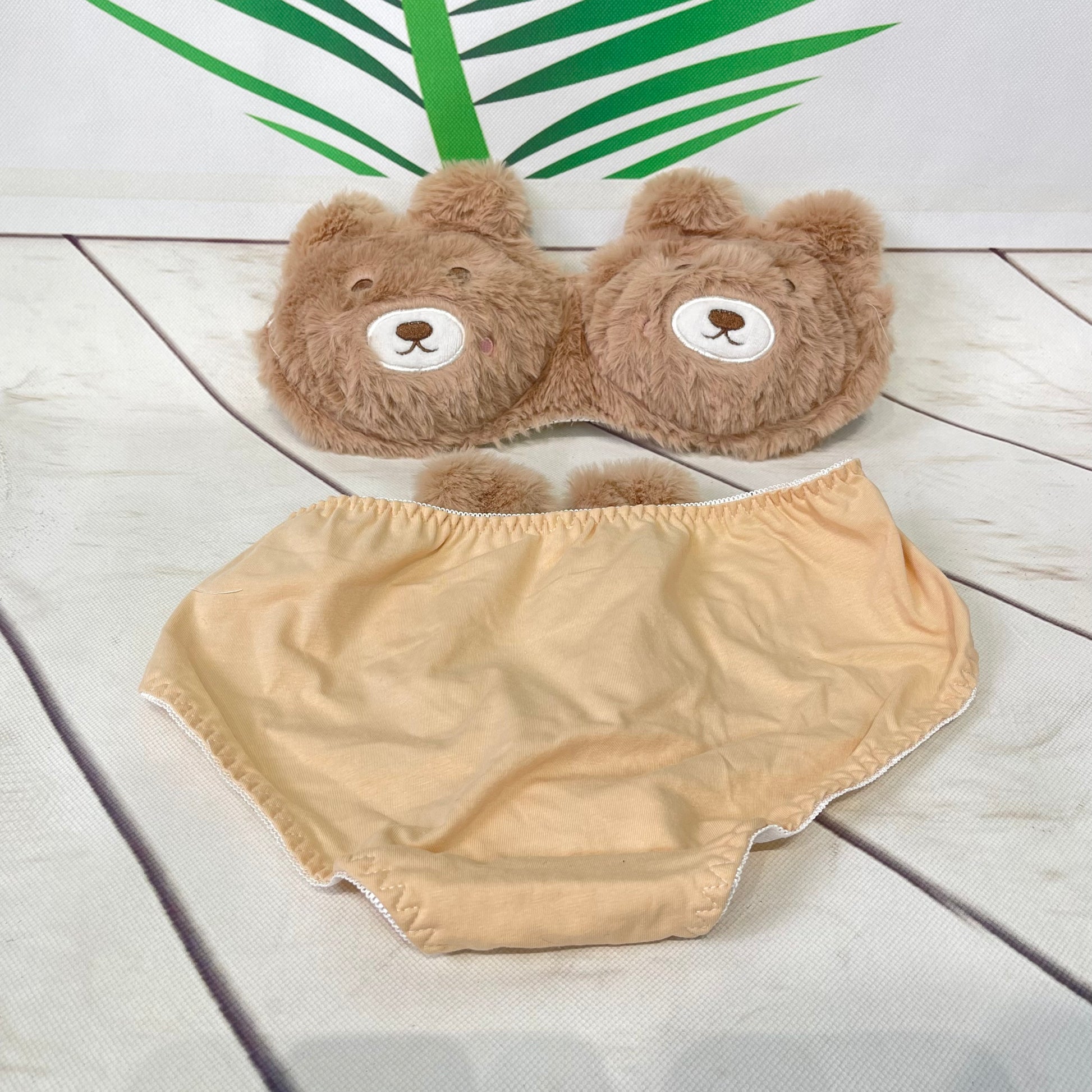 Luxurious Bear Plush Bra Set - Soft and Sexy Women's Underwear