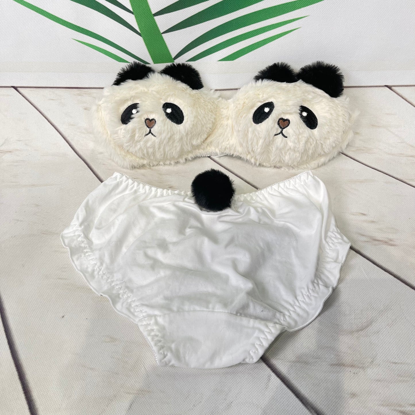 Panda Print Bralette & Panty Set Cotton&Spandex Girls &Women's M