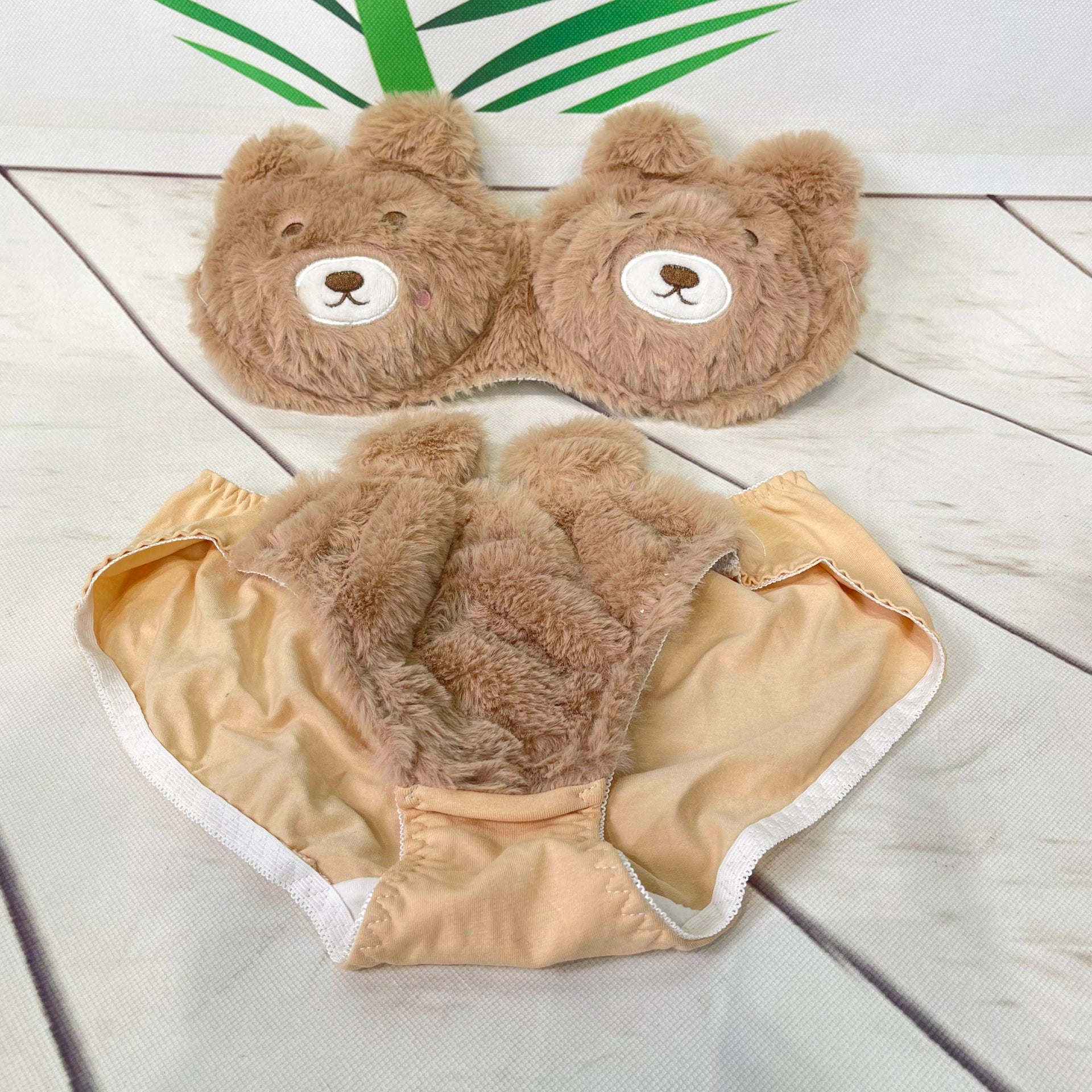 Luxurious Bear Plush Bra Set - Soft and Sexy Women's Underwear
