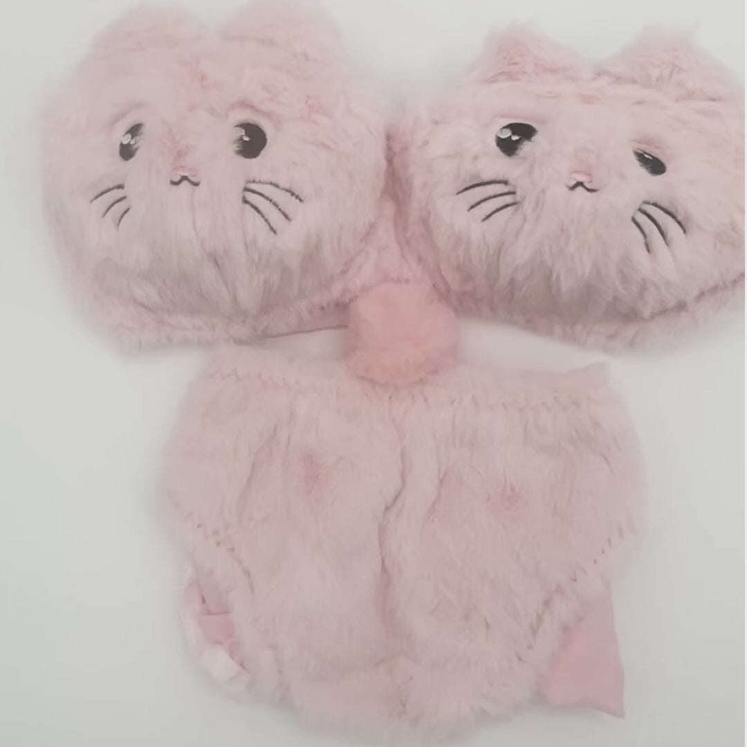 Valentine Fuzzy Bear Lingerie Set Furry Soft Plush Bra Panty Kawaii Babe