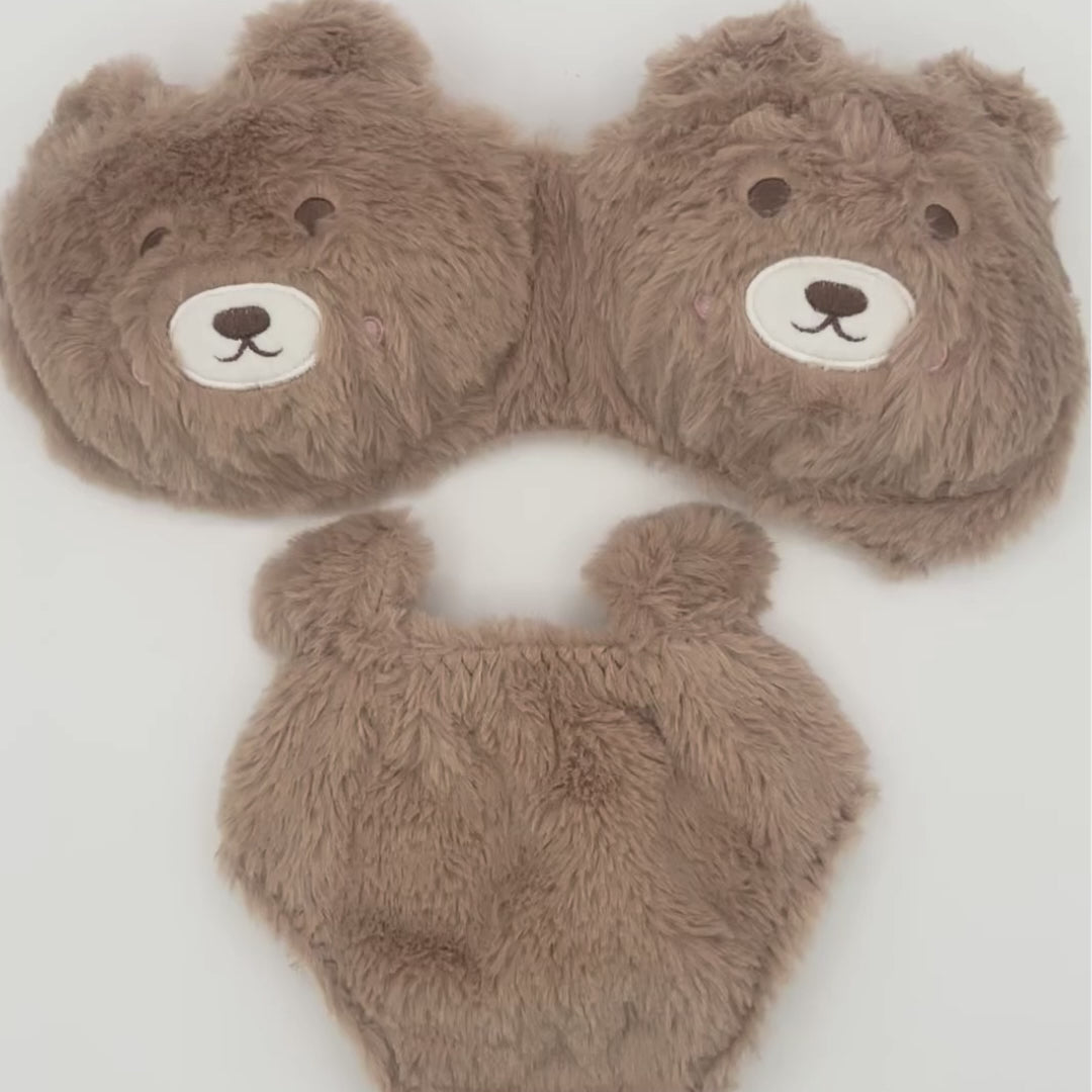 Valentine Fuzzy Bear Lingerie Set Furry Soft Plush Bra Panty