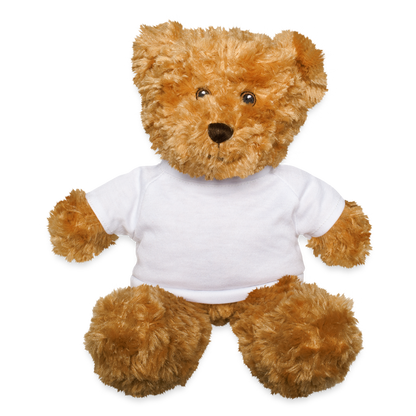 Personalized Brown Teddy Bear, Custom Teddy Bear, Printed with Personal Image or Text, Welcoming Baby Gift, Gift For Her, Gift For Newborn - white