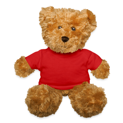 Personalized Brown Teddy Bear, Custom Teddy Bear, Printed with Personal Image or Text, Welcoming Baby Gift, Gift For Her, Gift For Newborn - red